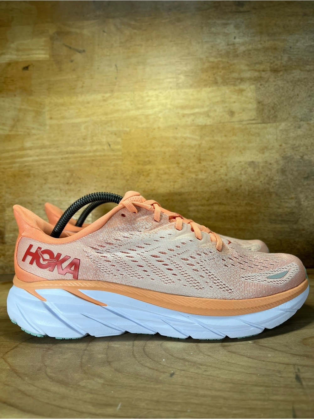 Hoka One One Clifton 8 Womens Size 10.5 Running Shoes Sneakers Cantaloupe - Picture 1 of 12